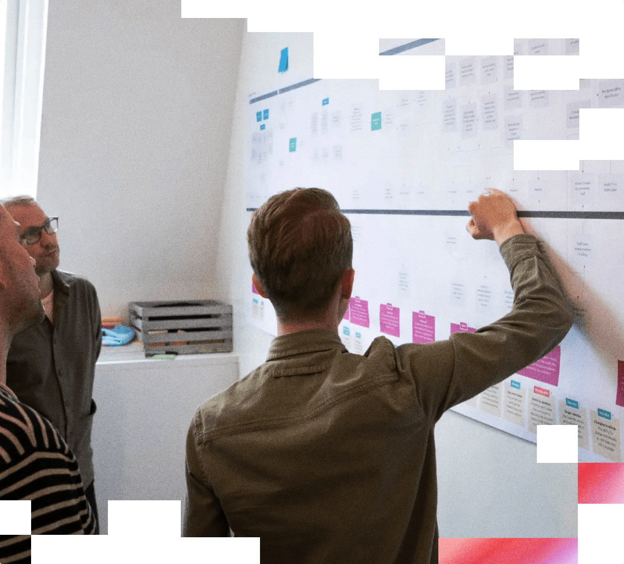 Absurd team collaborating around a service journey