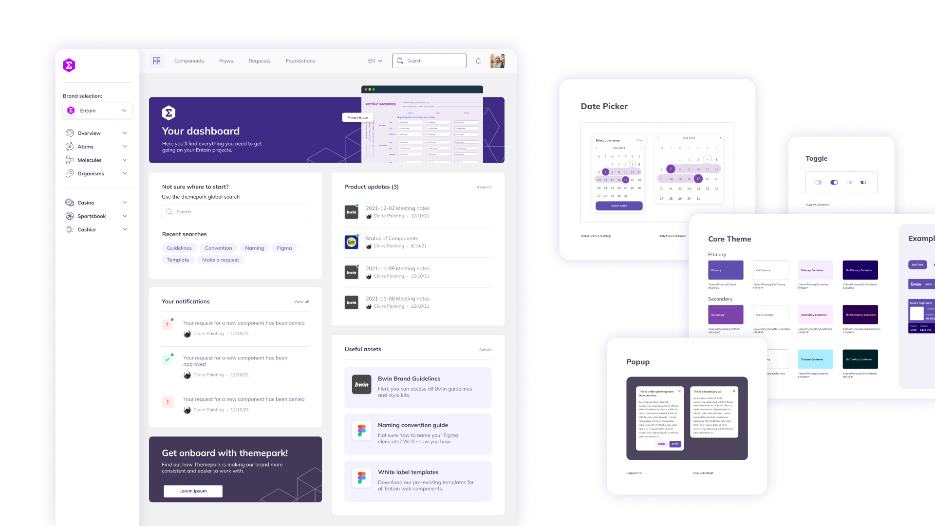 Design system structure and reusable product patterns