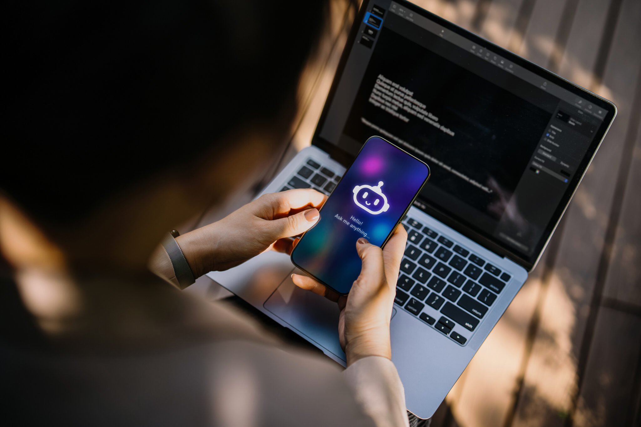 Person using a mobile phone